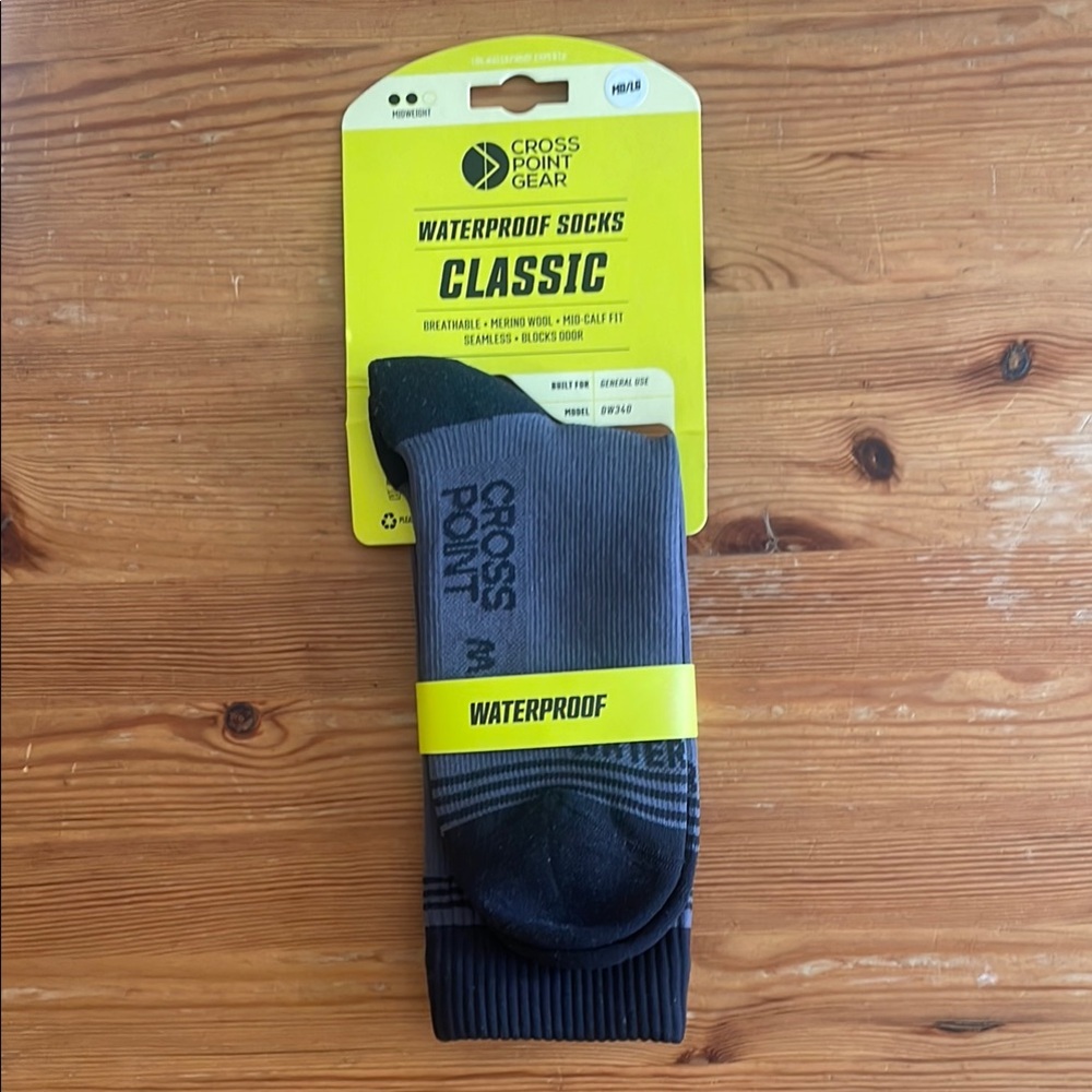 CrossPoint Classic Wool Waterproof Socks - Black M/L